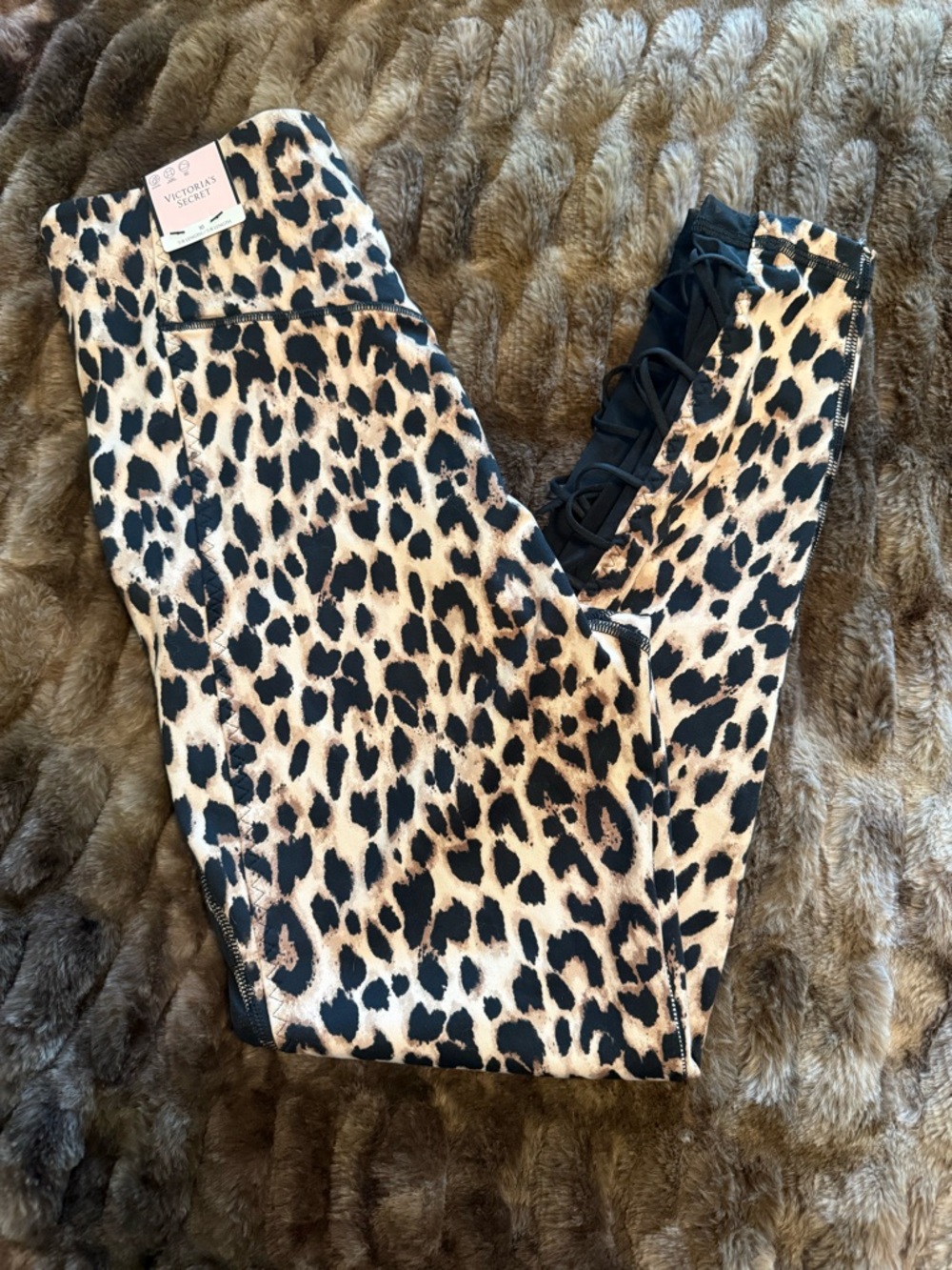 Victoria's Secret Leopard Print High-Waist Leggings - Tan Black